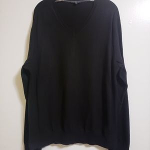 GAP Men's V-neck True Black 100% Cotton Sweater